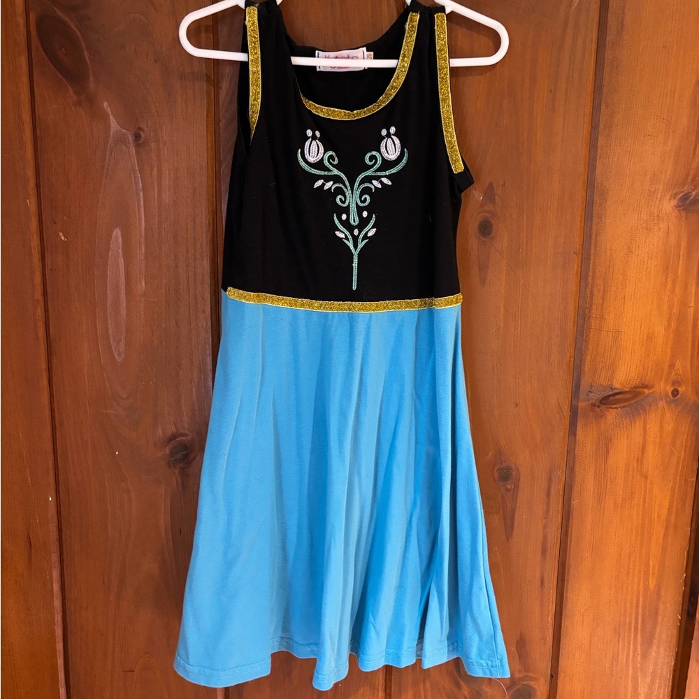 Disney frozen Black and Blue Sleeveless Dress with Embroidery